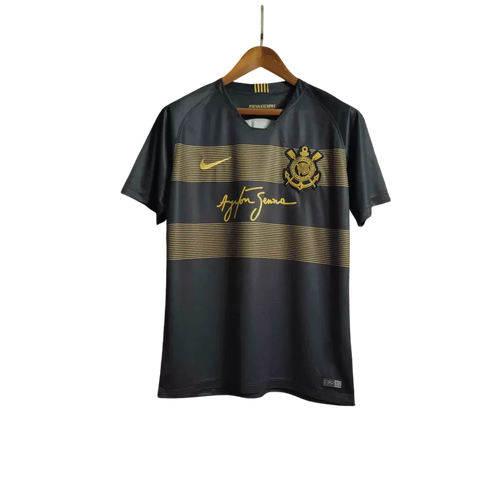 Camisa Timão Ayrton Senna 2018/19 Retrô - Nike Masculina Preto e Dourado