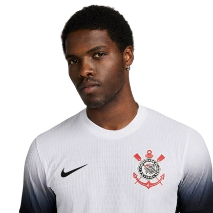 Camisa Timão Home 2024/25 Versão Jogador Nike Masculino - Branco e Preto